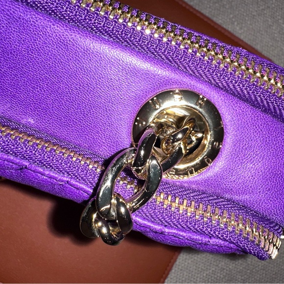 💜 RARE Henri Bendel Purple Quilted Leather Studded Evening Crossbody – Like New! - Picture 15 of 17